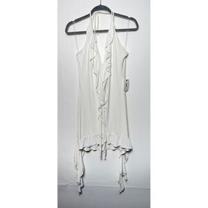 Tresser Off White Halter Front Bottom Sides Ruffle Mini‎ Dress Size L